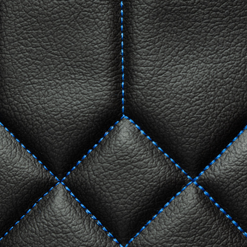 Elongated Hex Pattern - Black with Blue Stitching