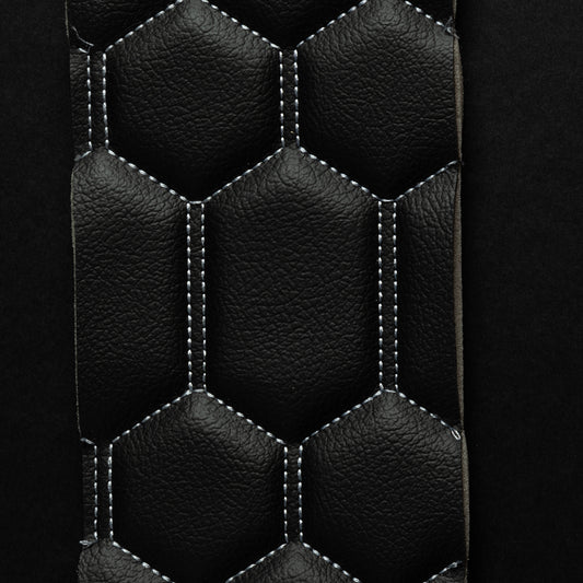 Reticulated Hex Pattern - Black with Light Grey Stitching
