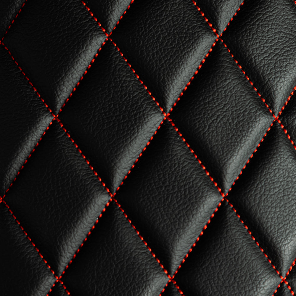 Diamond Pattern - Black with Red Stitching