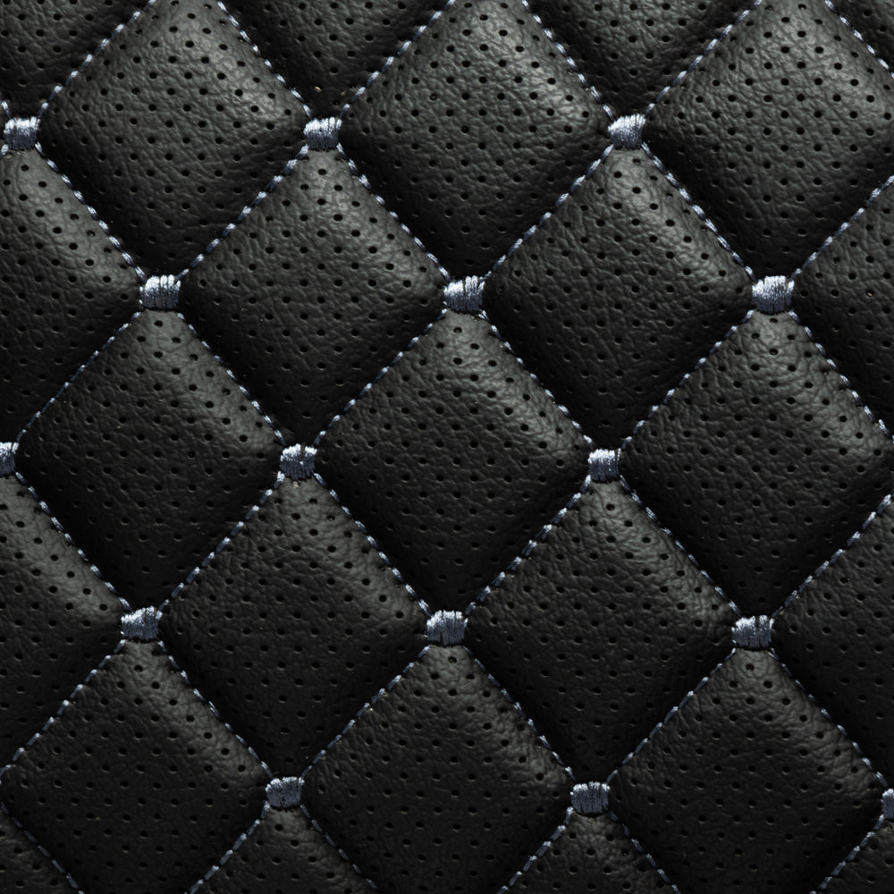 Perforated Quattro Pattern - Black with Mid Grey Stitching