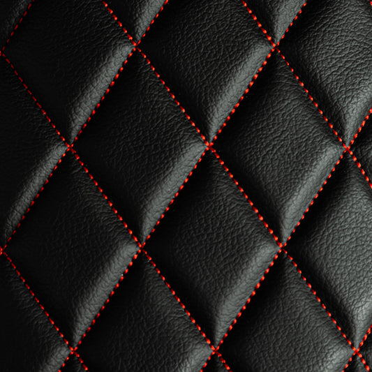 Diamond Pattern - Black with Red Stitching