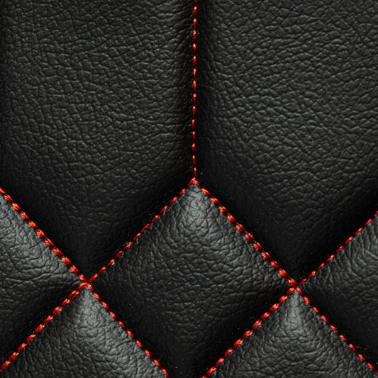 Elongated Hex Pattern - Black with Red Stitching