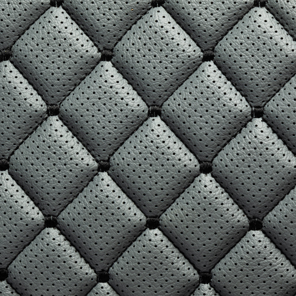 Perforated Quattro Pattern - Mid Grey with Black Stitching